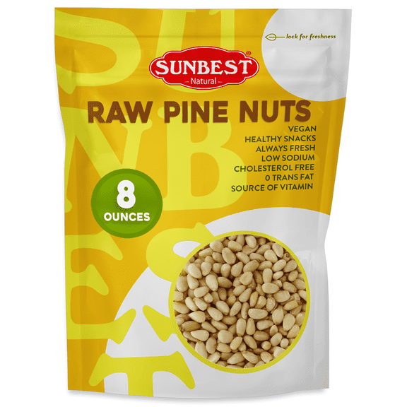 Raw Pine Nuts – 8 oz Value Pack by Sunbest Natural – Fresh, Unsalted Pignolia Nuts