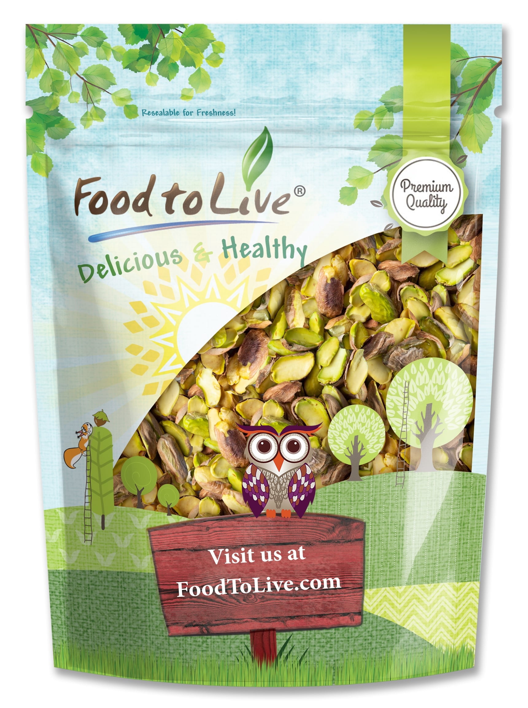 Raw Pistachio Halves and Pieces, 1 Pound — Kosher, Vegan, Raw — by Food to Live