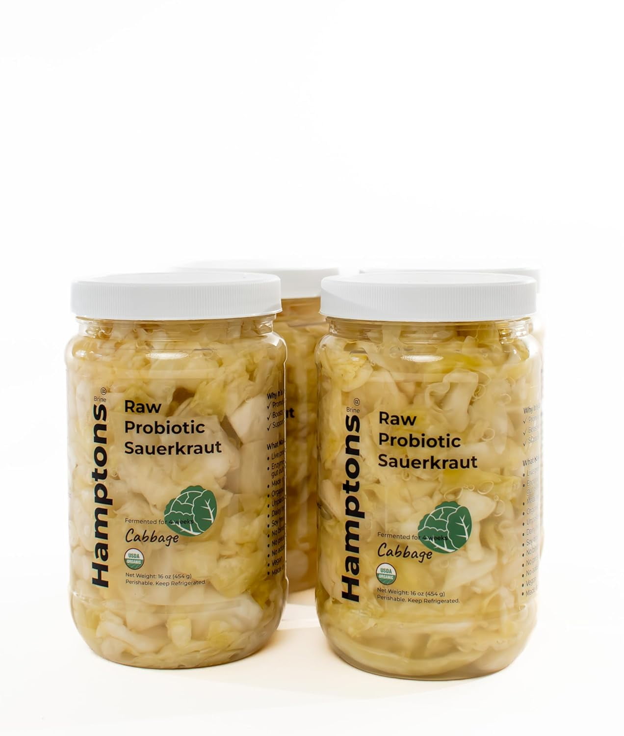 Raw Probiotic Sauerkraut made with Cabbage, Himalayan and Kosher Salt
