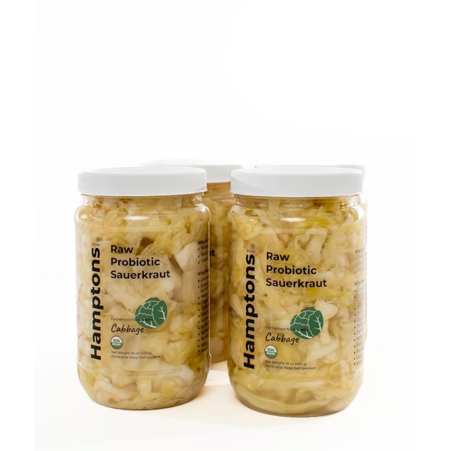 Raw Probiotic Sauerkraut made with Cabbage, Himalayan and Kosher Salt