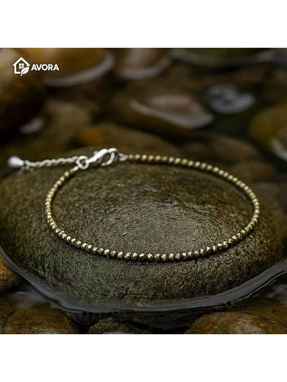 Raw Pyrite Anklet for Women | Natural Stone Jewellery for Wealth, Luck & Protection | Certified Crystal | Spiritual Healing Jewellery Gift for Girls & Women | Adjustable Payal Bracelet