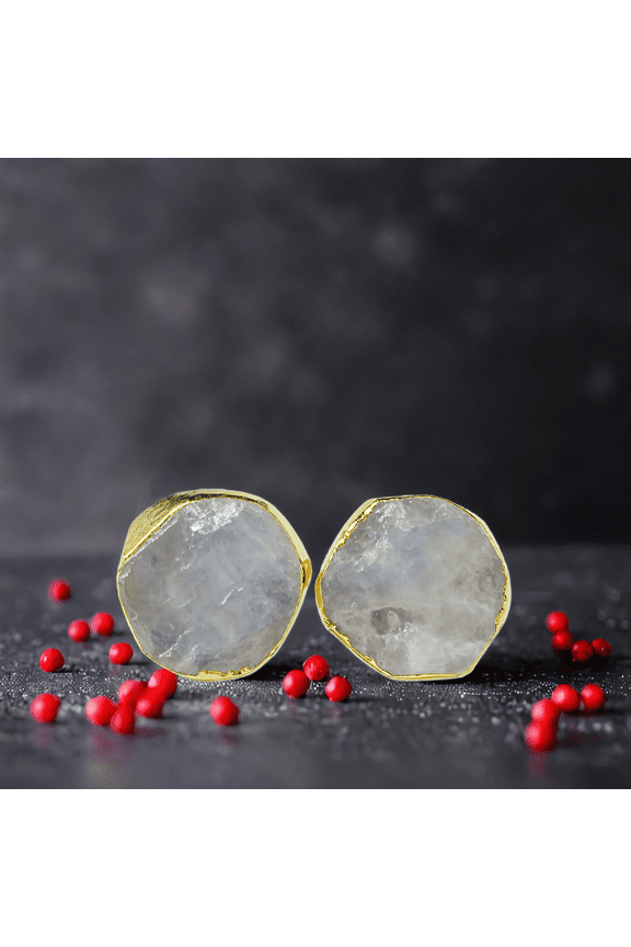 Raw Rainbow Moonstone Earrings, Moonstone Stud Earrings, Stone Earrings Stud, Moonstone Earrings, Quartz Plated Earrings, Boho Gifts For Her