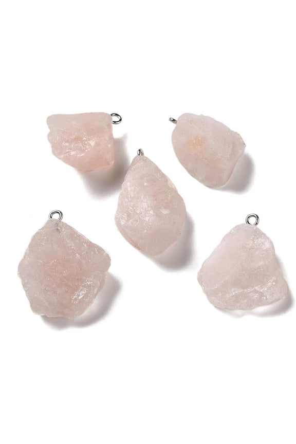 Raw Rough Natural Green Fluorite Pendants Nuggets Charms with Platinum Plated Iron Loops 21~34.5x15~25.5x10~17mm Hole: 2mm