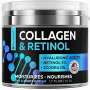 Raw Science | Collagen Face Moisturizer | Day & Night Anti Aging Face Cream with Retinol, Wrinkle Facial Moisturizer | 1.7 Fl Oz 50 ml