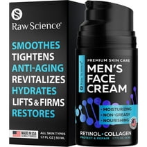 Raw Science | Men's Anti-Aging Face Cream | Day & Night Facial Collagen Moisturizer | 1.7 fl oz 50 ml