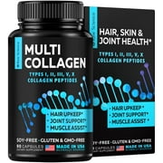Raw Science | Multi Collagen Peptides Pills | Hair Skin Nails and Joints Vitamins for Men & Women | Non-GMO, Gluten Free | 60 Capsules