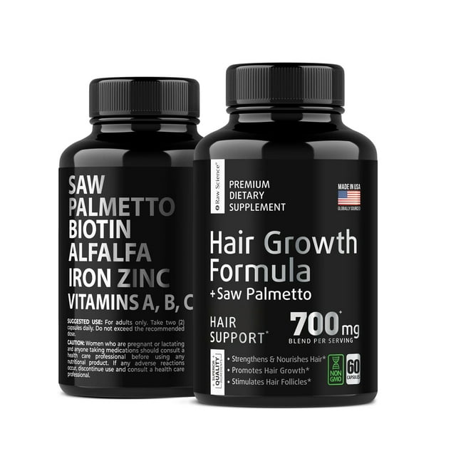 Raw Science Saw Palmetto DHT Blocker Supplement Hair Vitamins for Hair Growth for Men