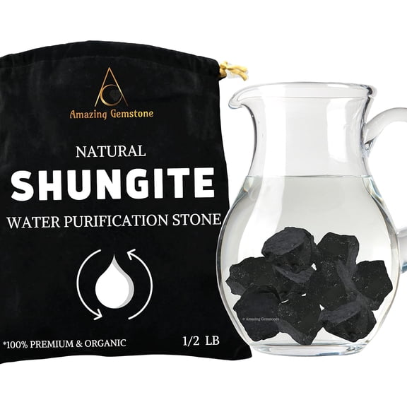 Raw Shungite Stones Natural Crystal Rocks for Water Purification, Meditation, Energy Balance & Home Use (1/2 lb, 3070 mm)