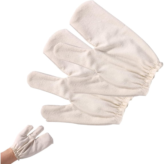 Raw Silk Massage Gloves, Ayurvedic Massage Mitt with Elastic Wrist Bands for Body Exfoliating and Dry Brushing for Women & Men Reusable Skin-Friendly (Beige)