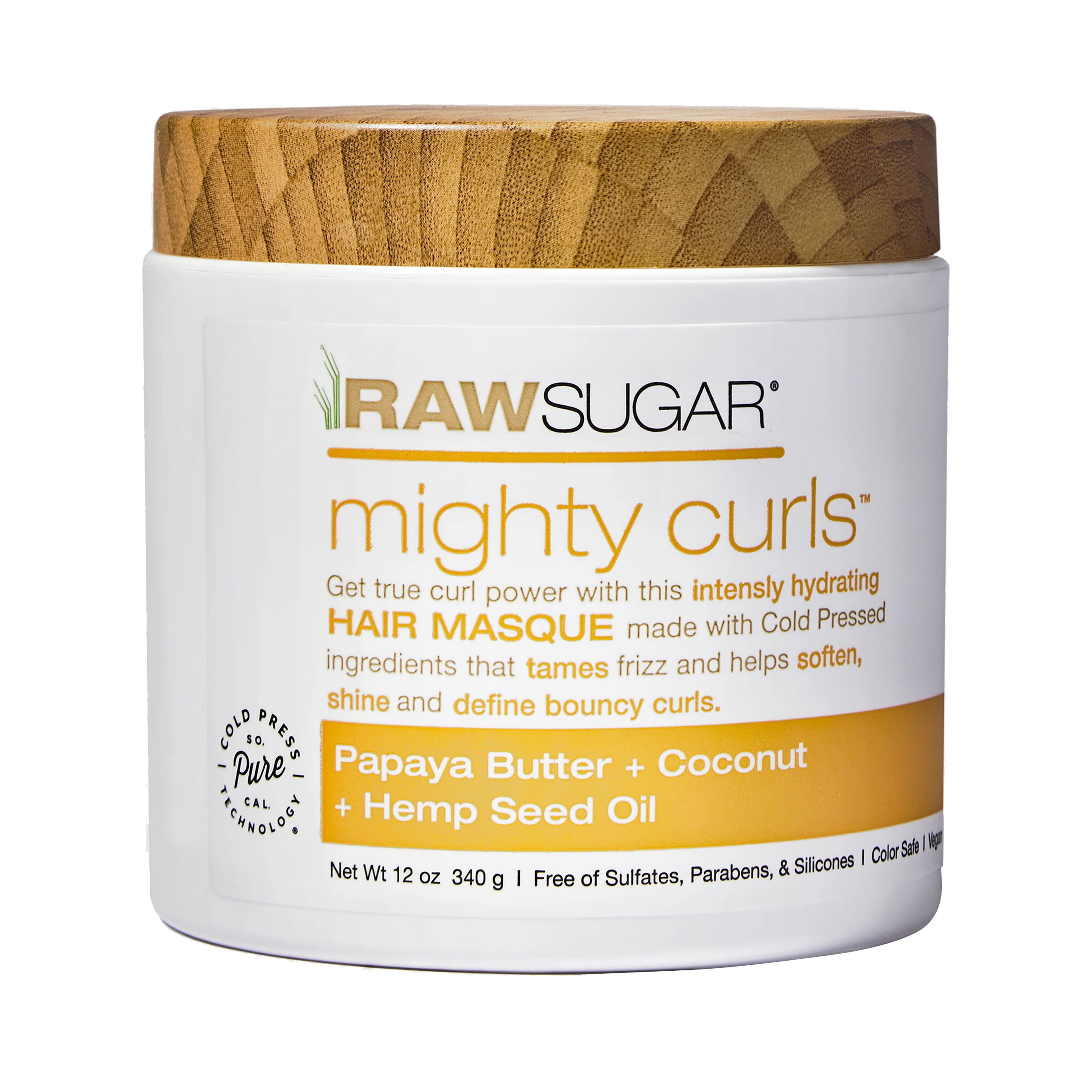 Raw Sugar Hair Masque Mighty Curls Papaya Butter + Coconut + Hemp