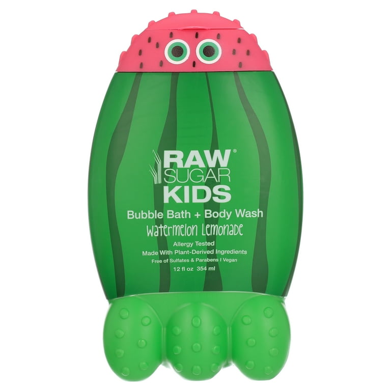 Raw Sugar Kids Bubble Bath + Body Wash - Watermelon Lemonade, 12 fl oz