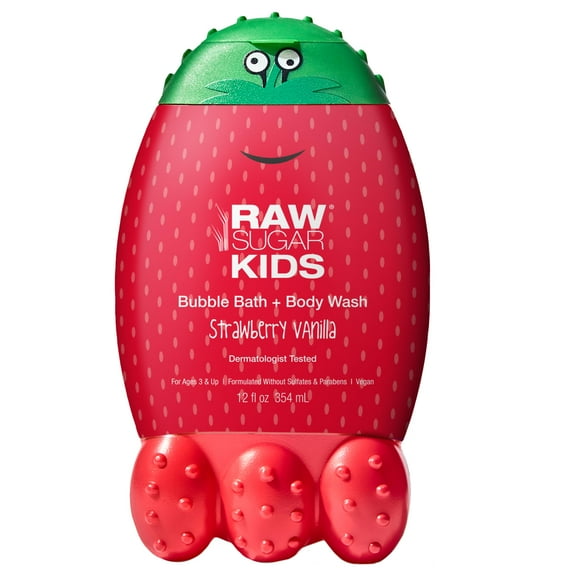 Raw Sugar Kids Bubble Bath + Body Wash - Strawberry Vanilla, 12 fl oz
