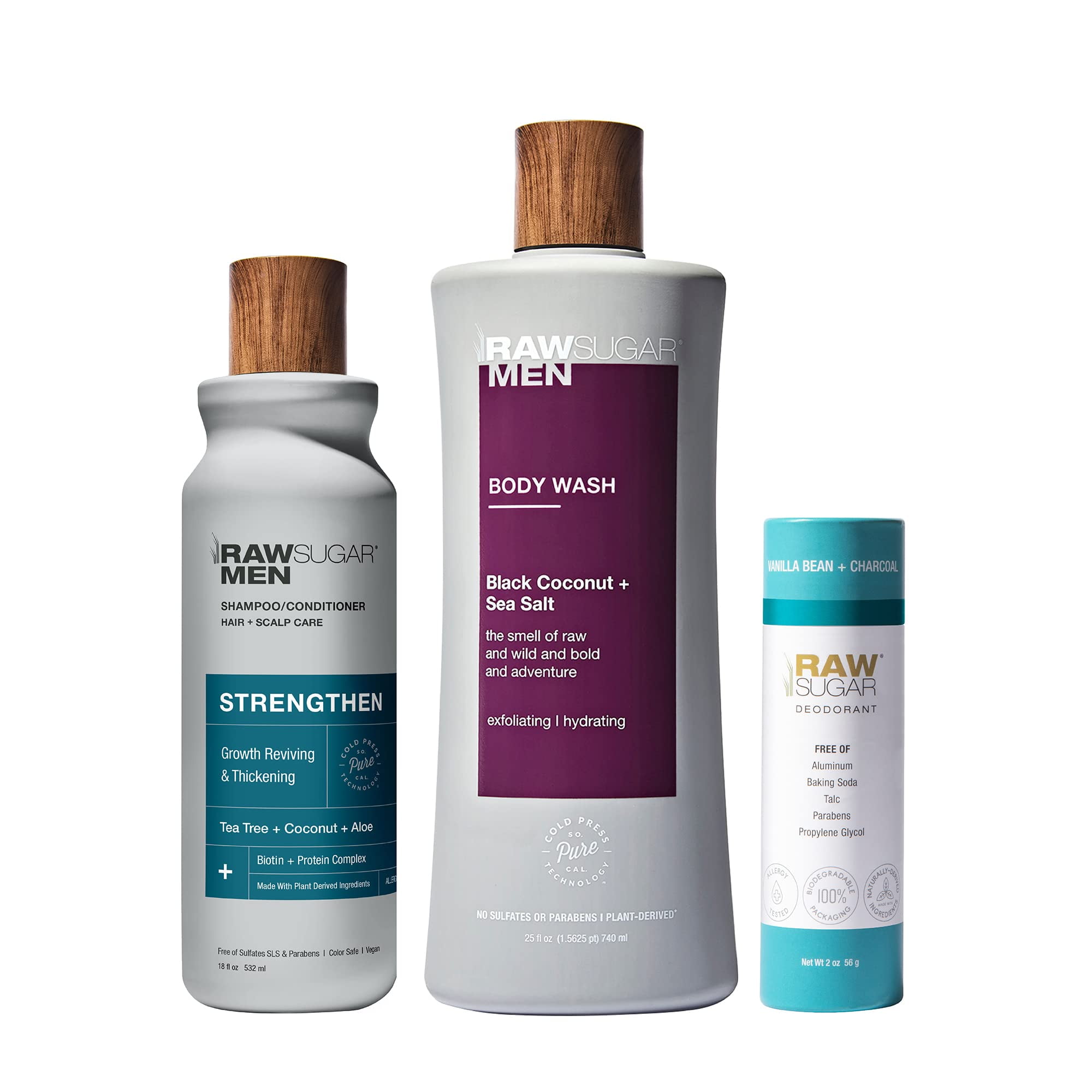 Raw Sugar Men's Hair DC20 & Bath Ritual Bundle Shampoo and