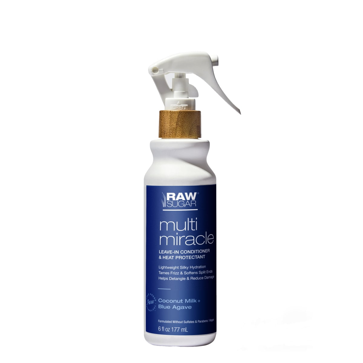 Raw Sugar Multi-Miracle Leave-in Heat Protectant & Conditioner - Coconut Milk and Blue Agave, 6 oz