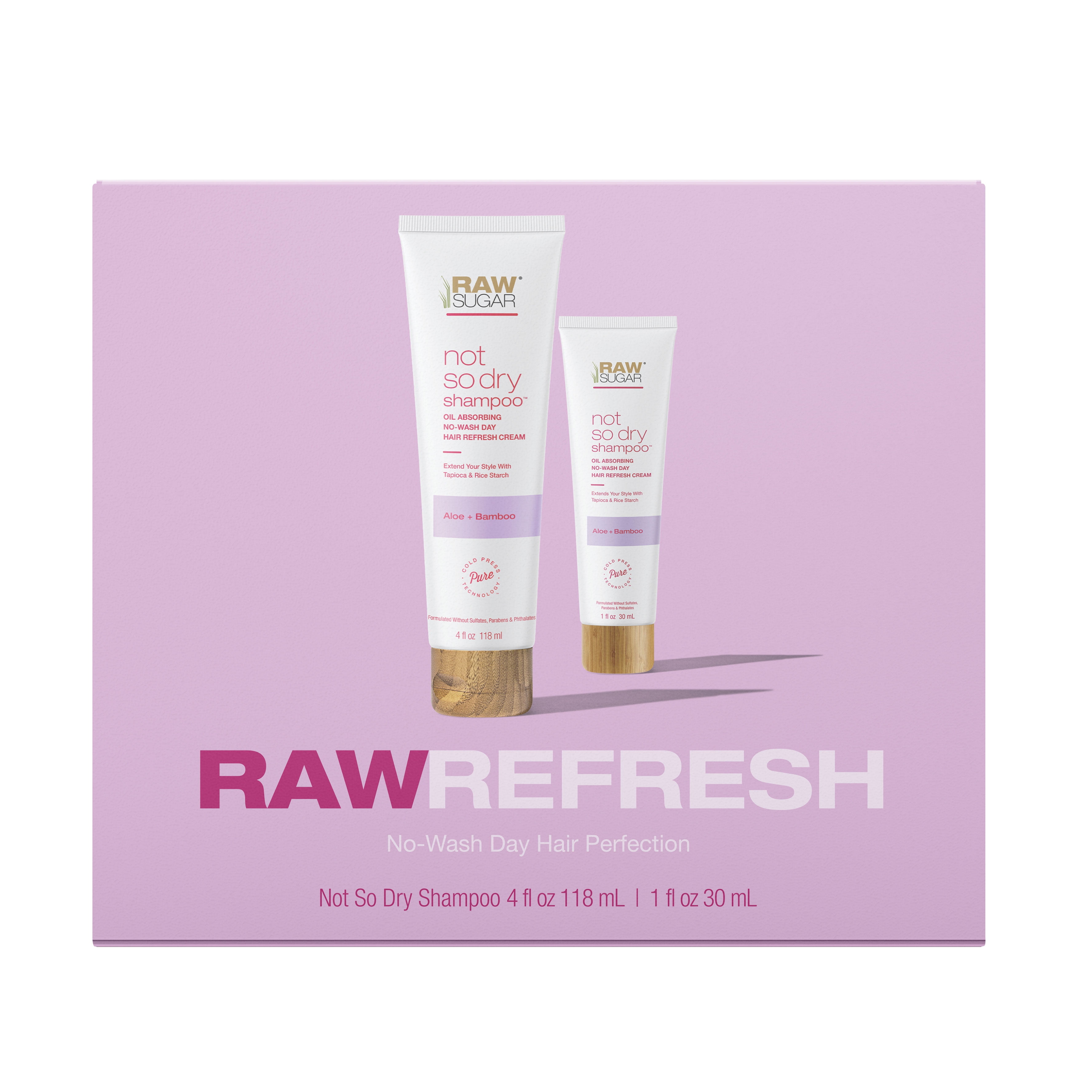 Raw Sugar Raw Refresh Holiday Gift Set with Dry Shampoo, Aloe + Bamboo, 2 Piece