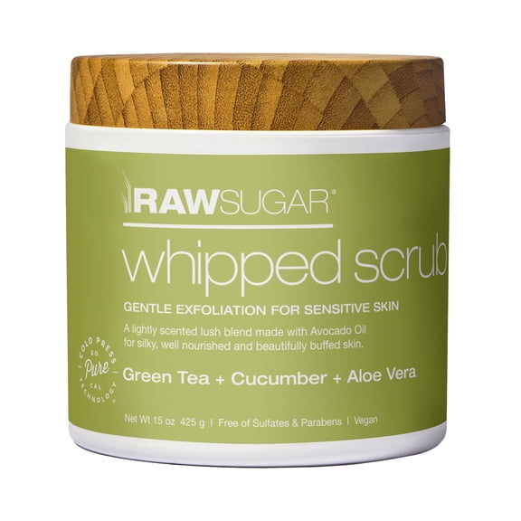 Raw Sugar Sensitive Skin Whipped Polish Green Tea + Cucumber + Aloe Vera 15 oz
