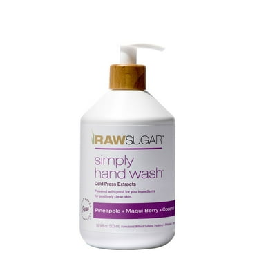Raw Sugar Simply Hand Wash, Pineapple + Maqui Berry + Coconut Hand Soap, 16.9 fl oz