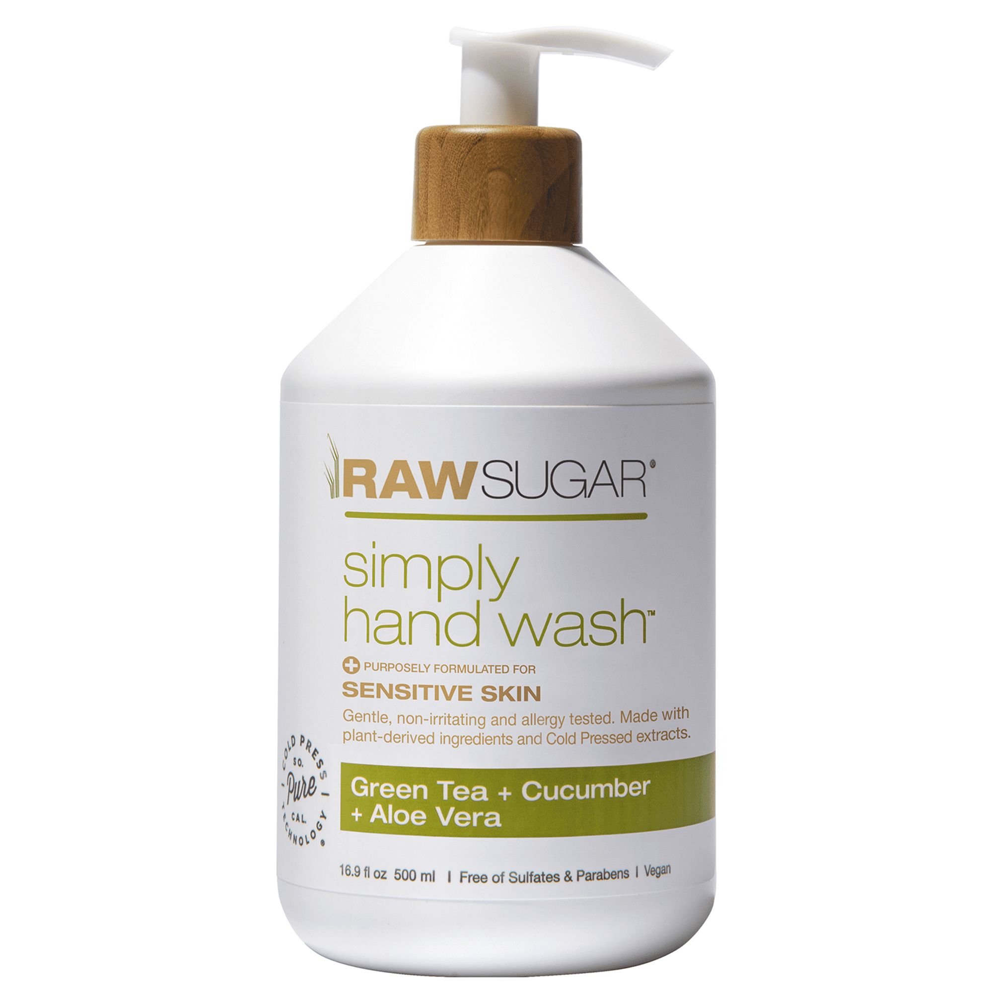 Raw Sugar Simply Hand Wash for Sensitive Skin, Green Tea + Cucumber