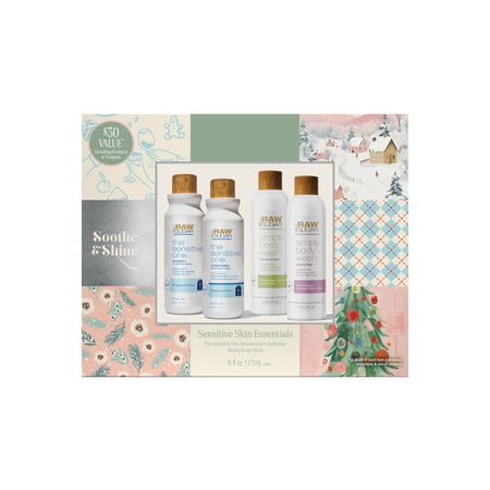 Raw Sugar Sensitive Skin Essentials Kit: Soothe and Shine 4-Piece Set
