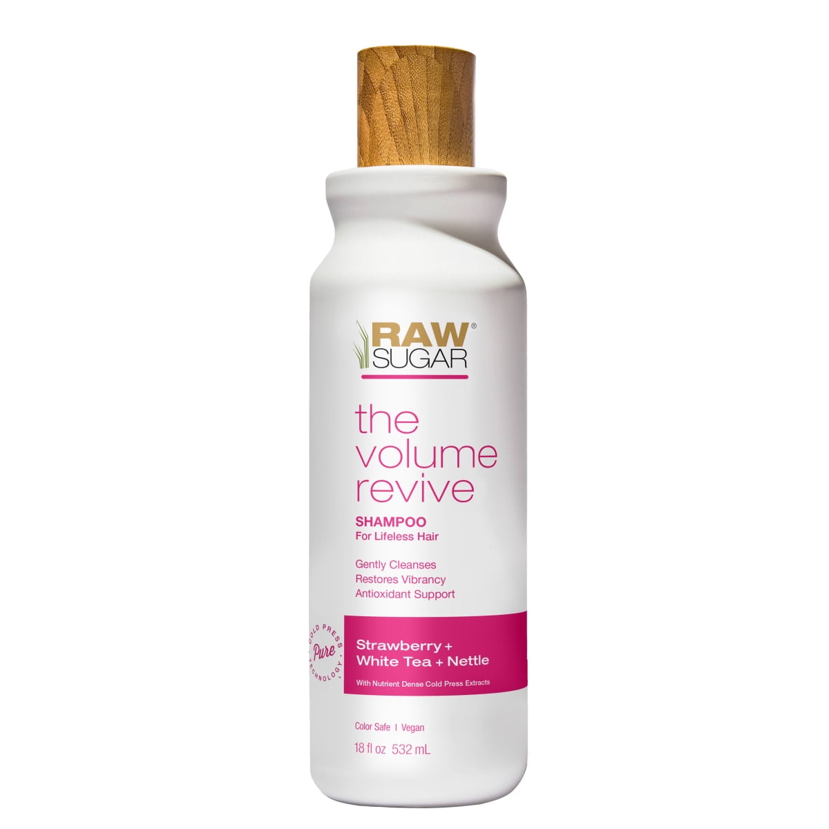 Raw Sugar The Volume Revive Shampoo - Strawberry + White Tea + Nettle, 18 fl oz