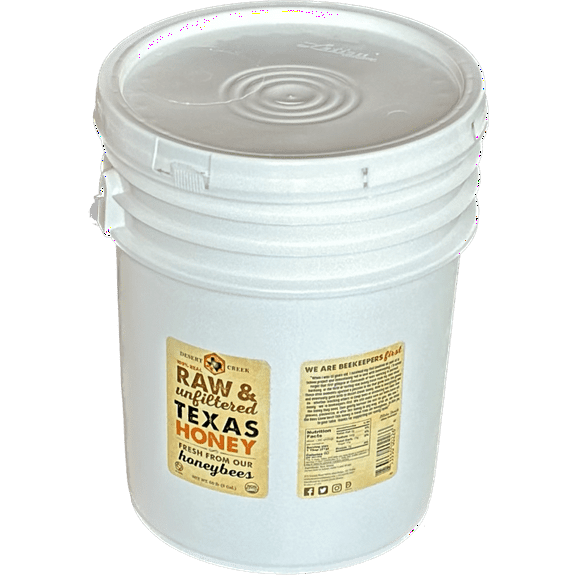 Raw, Unfiltered, Unpasteurized Texas Honey by Desert Creek Honey 5 Gallon (60 lbs) Bulk Bucket Non-GMO, Kosher