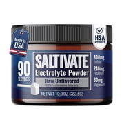 Saltivate Raw Unflavored Electrolyte Powder, Unsweetened, 90 Servings