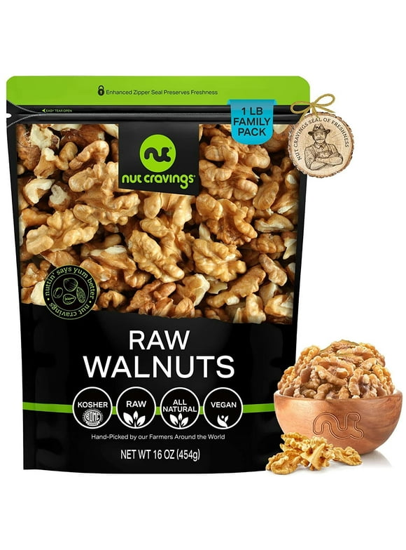 Raw Walnuts Halves & Pieces, Unsalted, Shelled, Superior to Organic (16oz - 1 lb) By Nut Cravings