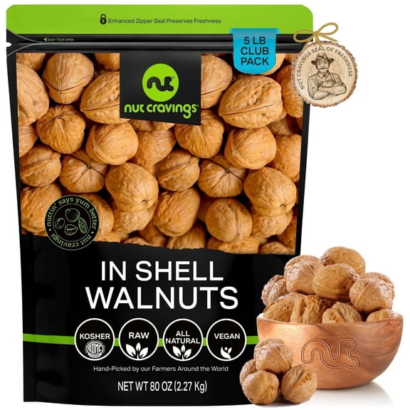 Nut Cravings Raw Walnuts In Shell, Whole Premium (80oz - 5 lbs)