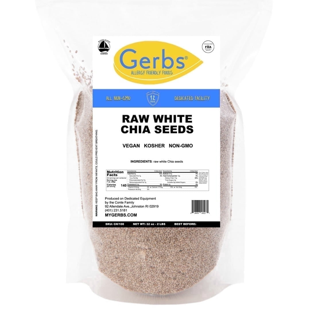 Gerbs Raw White Chia Seeds 2 lb Bag