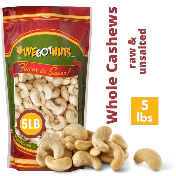 We Got Nuts Raw Whole Unsalted Cashews 5 Pound