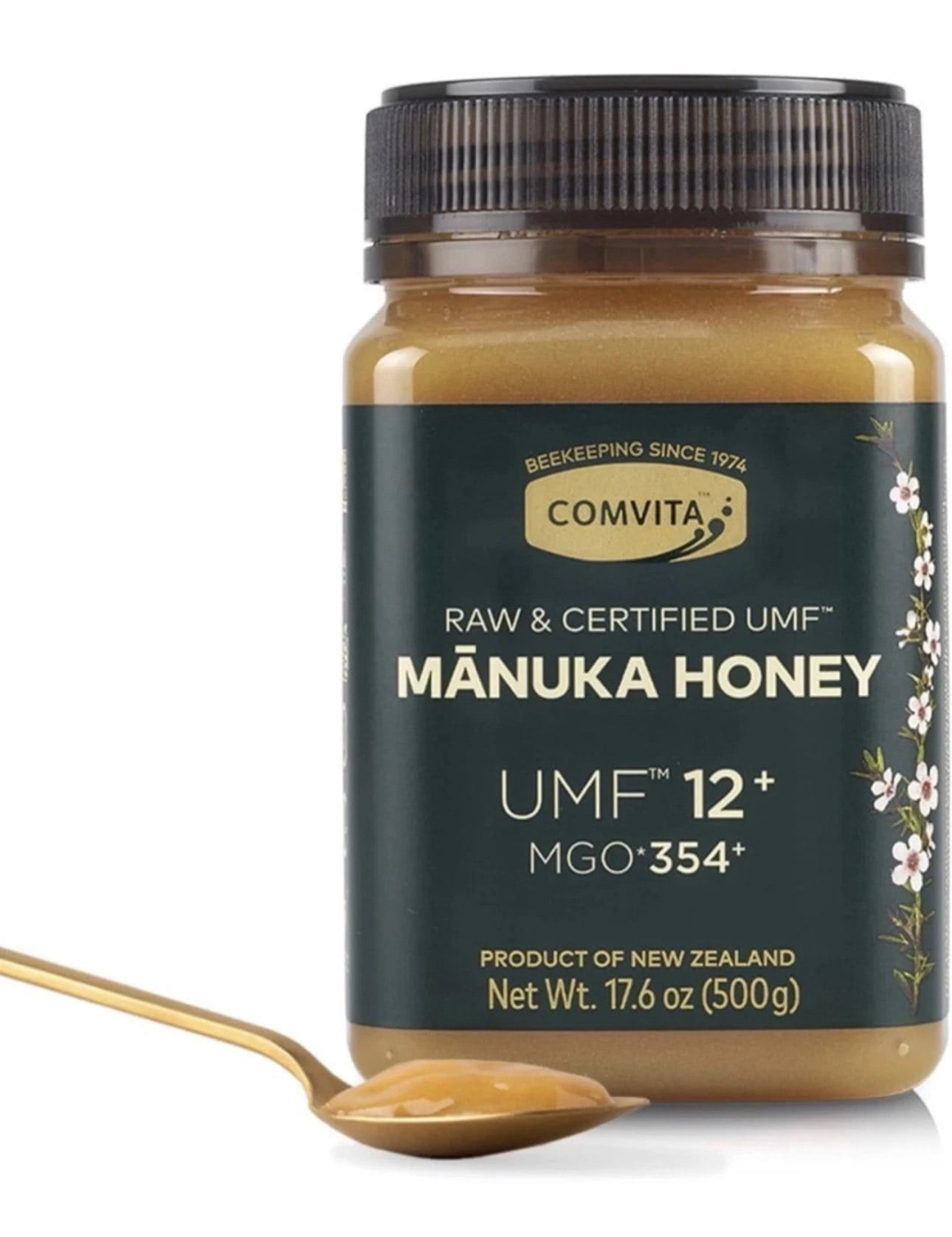 Raw & Wild New Zealand Manuka Honey UMF 12+ MGO 354+ – 100% Pure Raw Certified Manuka – 17.6 oz (500 g)