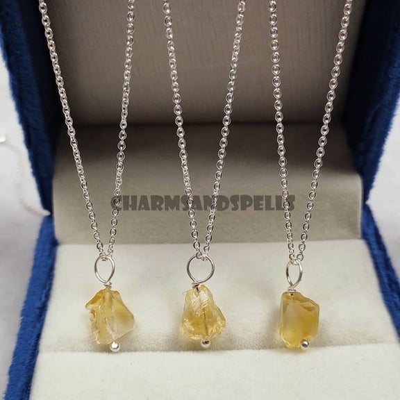 Raw citrine necklace | 925 Sterling silver healing crystal necklace |Chakra healing necklace |November birthstone necklace