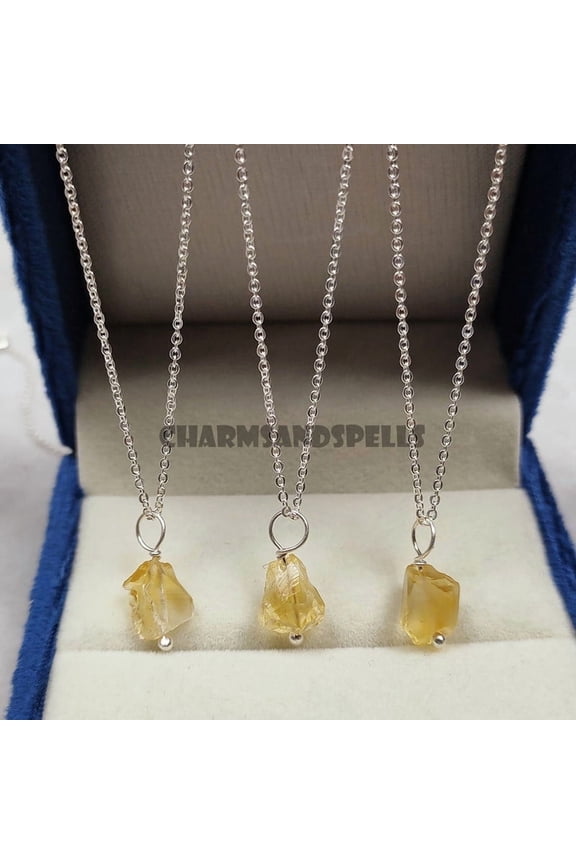 Raw citrine necklace | 925 Sterling silver healing crystal necklace |Chakra healing necklace |November birthstone necklace