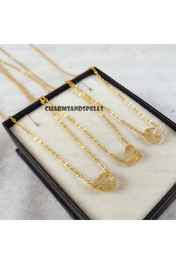 Raw citrine necklace, Healing crystal necklace, Chakra healing necklace, November birthstone necklace, Gift for women, Gifts Jewelry