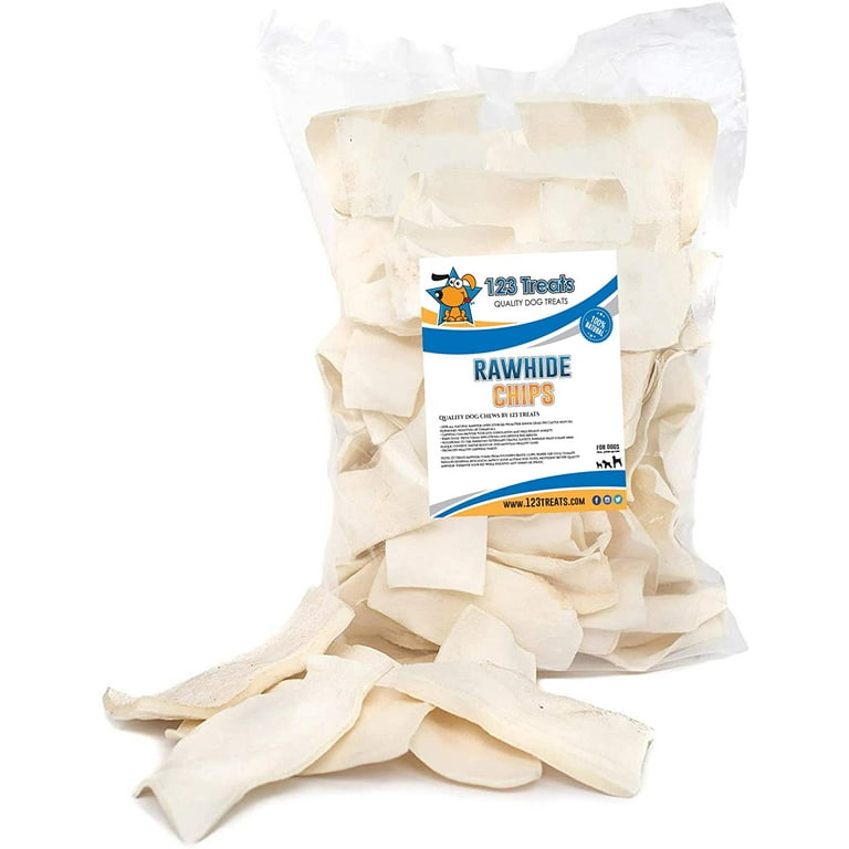 Raw hide Flats Premium Rawhide Dog Chips Chews 2 Pounds Natural Grass Fed Livestock with No Hormones Additives or Chemicals Tasty Long Lasting
