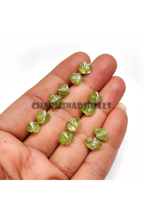 Raw peridot earrings, crystal earrings, peridot stud earrings, august birthstone earrings, green gemstone, dainty studs, raw stone earrings (Sold By Piese)