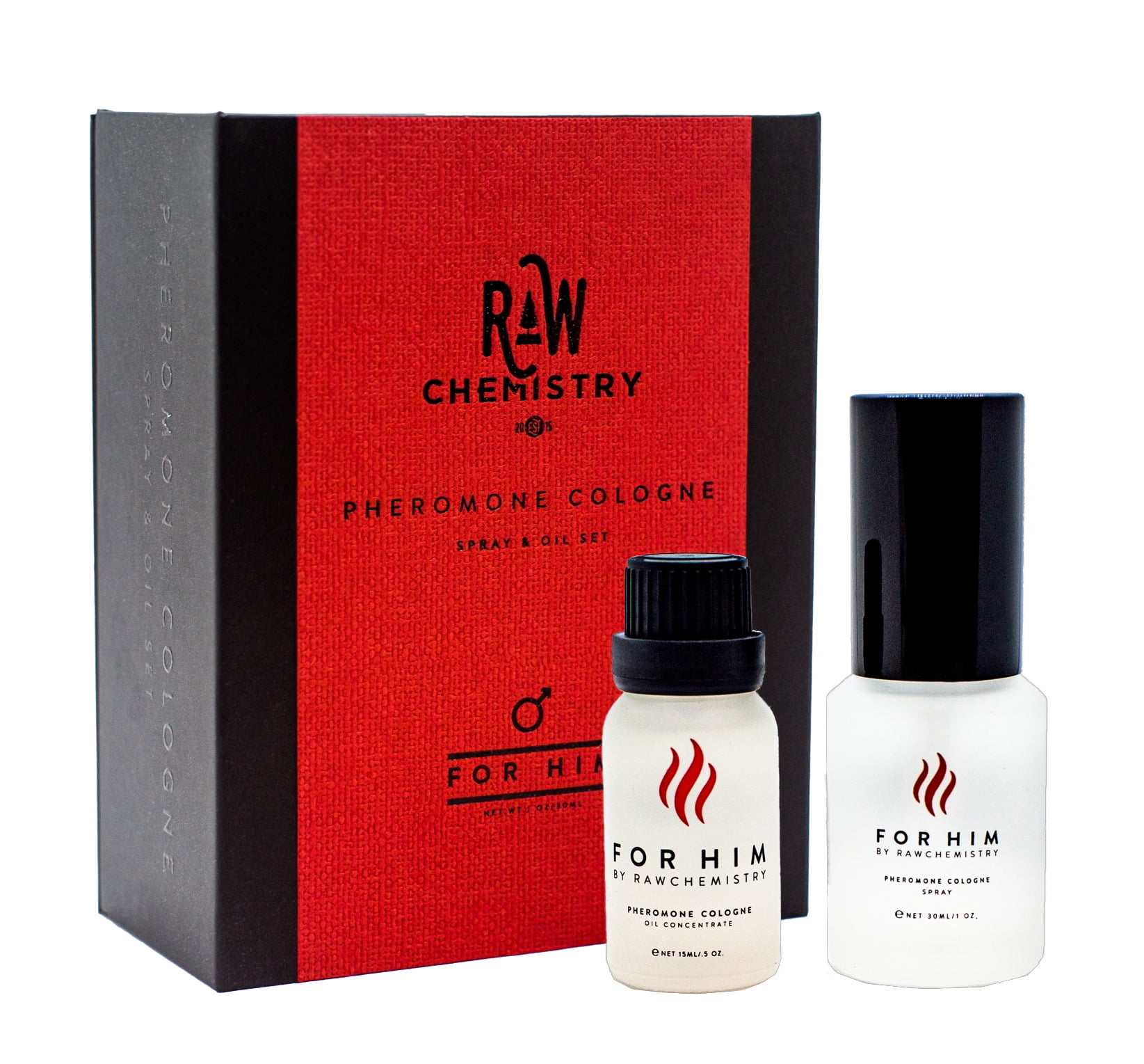 RawChemistry Pheromone Cologne Gift Set, for Him - Bold, Extra Strength Formula 1 oz. and .5 oz/