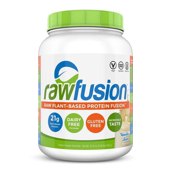 RawFusion Plant-Based Protein Powder, Vanilla Bean, 2 Lb, 30 Servings