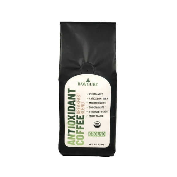 RawGuru - Organic Antioxidant Coffee Breakfast Blend, Ground