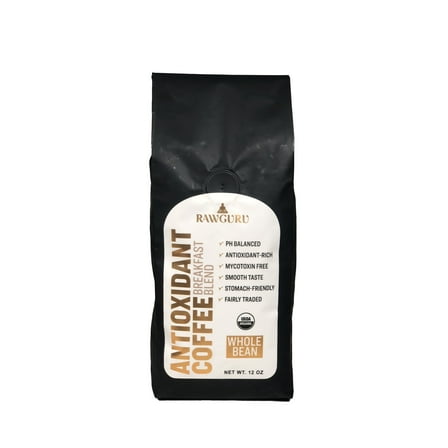 RawGuru - Organic Antioxidant Coffee Breakfast Blend, Whole Bean