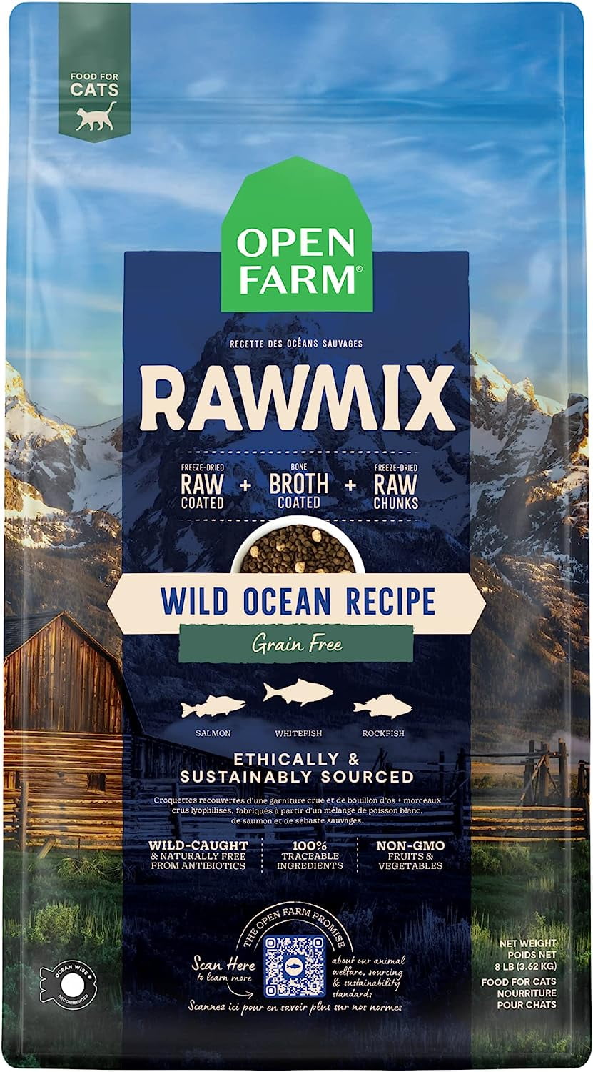 RawMix WildOcean Recipe for Cats, Includes Kibble, Bone Broth, and Freeze Dried Raw, Inspired