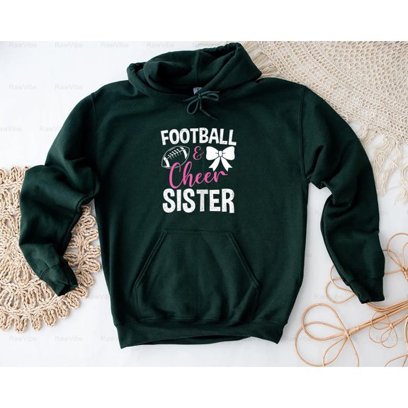 RawVibe44 Funny Football Cheer Sister Graphic T-Shirt, SW, Hoodie - Sibling Support Now, for Unisex, up to size 5XL.