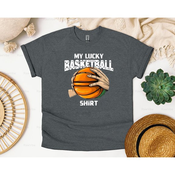 RawVibe45 My Lucky Basketball Funny Coach Graphic T-Shirt, SW, Hoodie - Superstitious Fan, for Unisex, up to size 5XL.