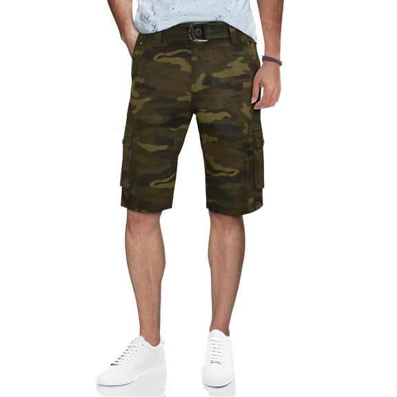 RawX Men's Belted Cargo Shorts With Double Snap Pockets