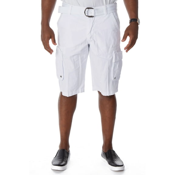 RawX Men's Belted Grommet Cargo Shorts With Hidden Snap