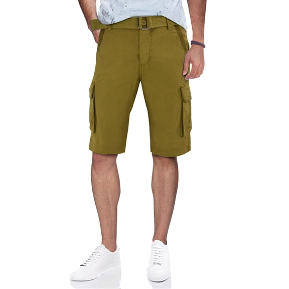 RawX Men's Belted Twill Tape Cargo Shorts