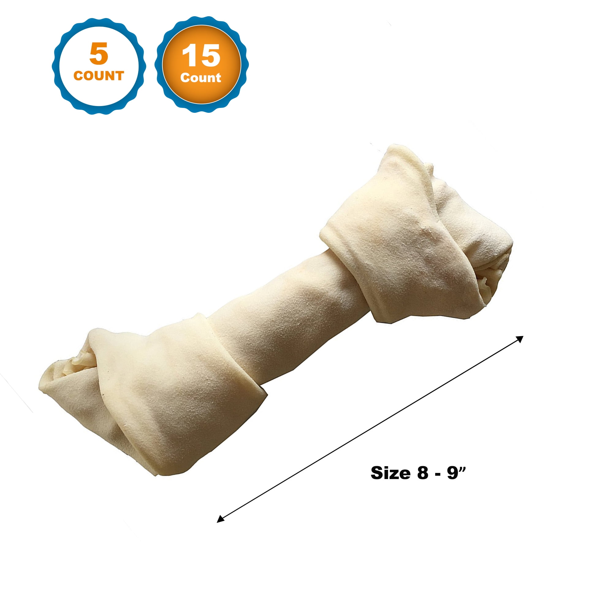 Rawhide Bones 89" 15 Count 100 Natural Bulk Bones From 123 Treats