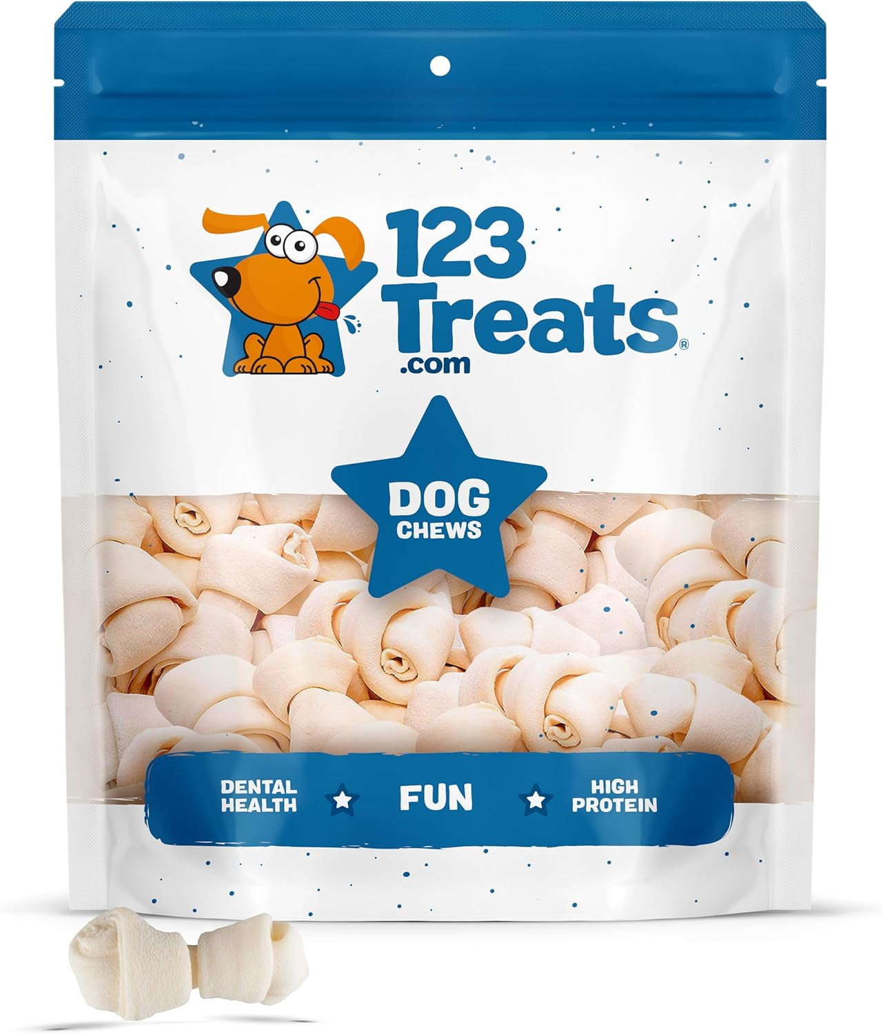 Rawhide Treat Bones | 2-3" | Dog Chews | By 123 Treats (50 Count)