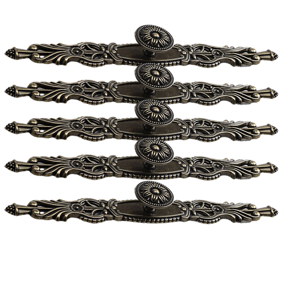 Rawiri 5pcs Antique Cabinet Knobs and Pulls, Hole Centers Vintage ...