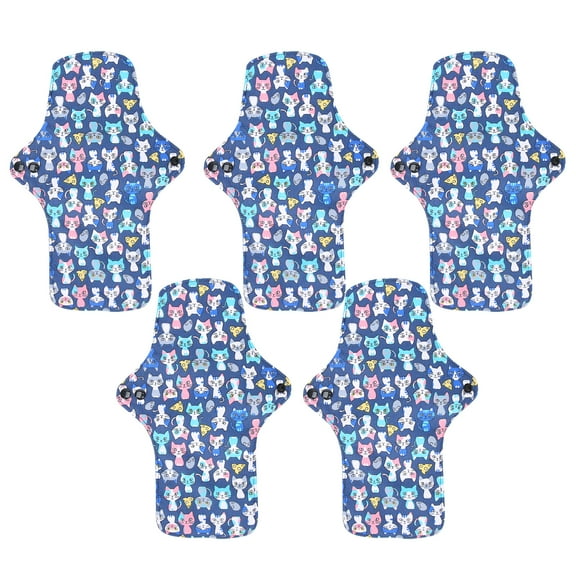 Rawiri 5pcs Washable Cotton Menstrual Pad Cute Cartoon Pattern Reusable Sanitary PadsL
